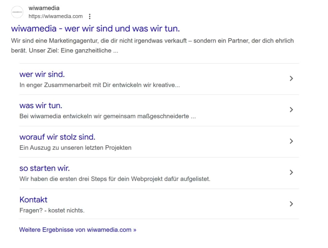 Suchergebnis (SERP) nach SEO