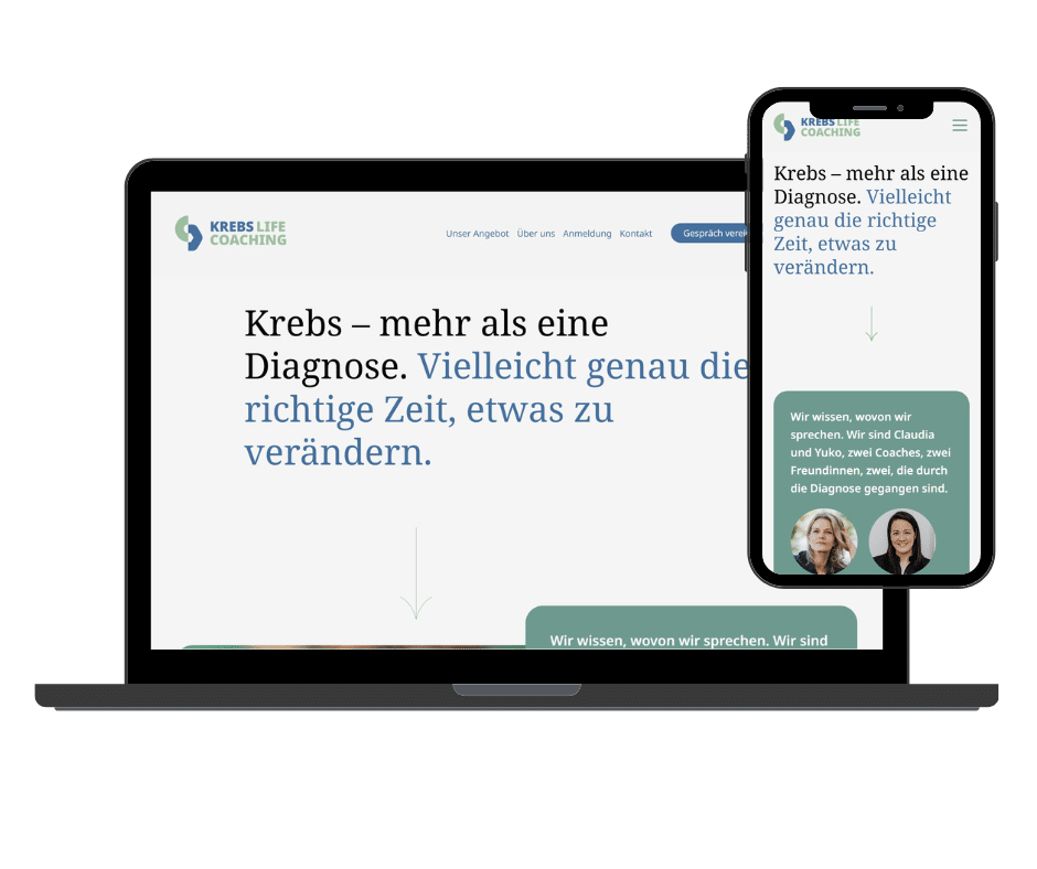 Webseiten-Mockup von krebs-life-coaching.de