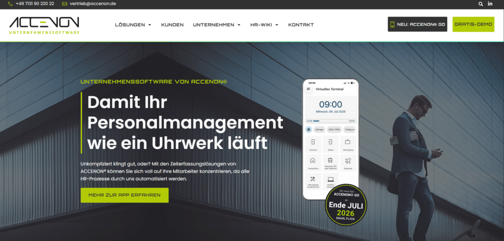 Startseite der Webseite von Accenon zum Thema Personalmanagement
