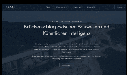 Startseite der Webseite von GWB: Brückenschlag zwischen Bauwesen und Künstlicher Intelligenz