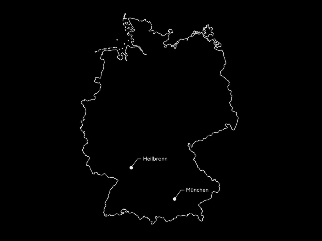 Deutschlandkarte mit den wiwamedia-Standorten Heilbronn und München