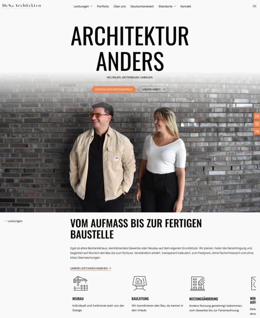 Startseite der Webseite von desa architekten: Architektur anders