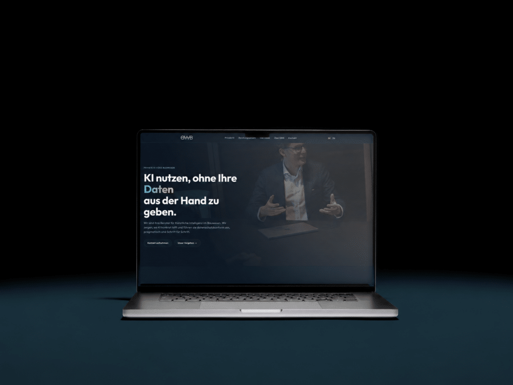 Webseite zum Thema KI nutzen, ohne Daten aus der Hand zu geben, auf einem Laptop