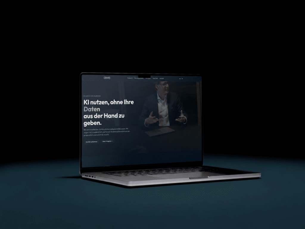Webseite zum Thema KI nutzen, ohne Daten aus der Hand zu geben, auf einem Laptop