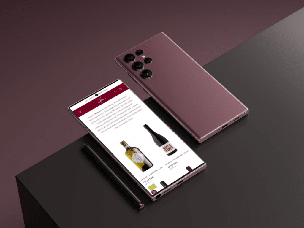 Onlineshop für Wein auf einem Smartphone